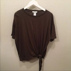 Olive green tie‎ front oversized tee
